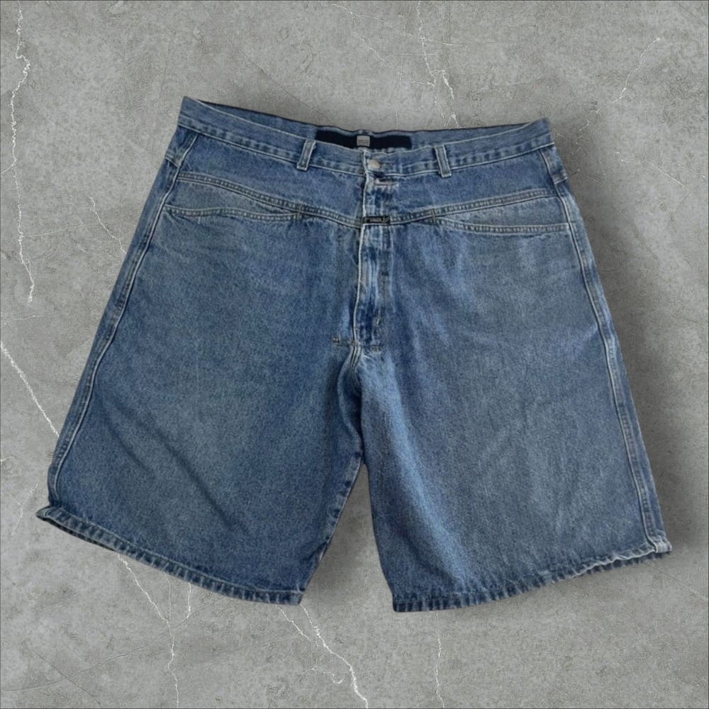 Marithe Francois Girbaud Denim Shorts Mens 40 Blue Baggy Streetwear Shuttle Tape